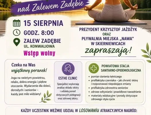 Poranna joga nad Zalewem Zadębie – święto zdrowia i relaksu w Skierniewicach
