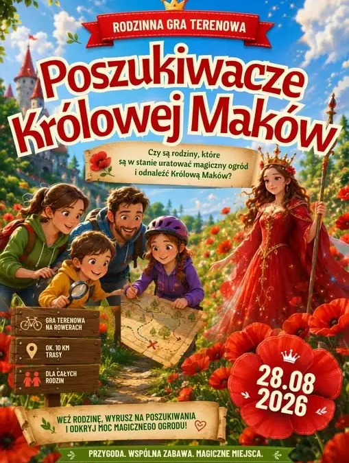 Rodzinna gra terenowa w Makowie: poszukiwania Królowej Maków na rowerach