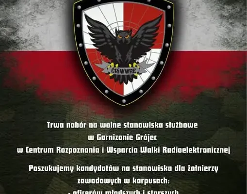 Centrum Rozpoznania i Wsparcia Walki Radioelektronicznej w Grójcu prowadzi rekrutację żołnierzy zawodowych