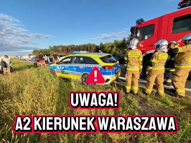 Kolizje na A2 w kierunku Warszawy – utrudnienia na 405. i 408. kilometrze