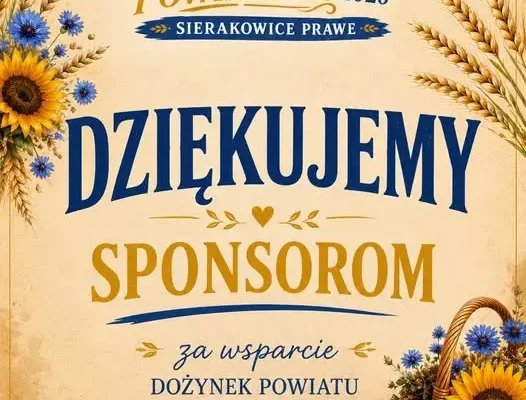 Dożynki Powiatu Skierniewickiego 2026 – podziękowania dla sponsorów