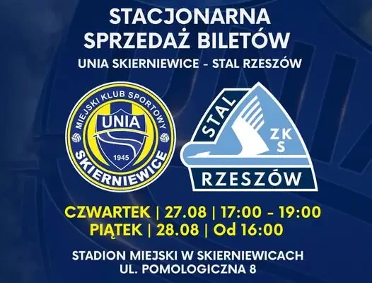 Sprzedaż biletów na mecz Unii Skierniewice ze Stalą Rzeszów – gdzie i kiedy kupić?