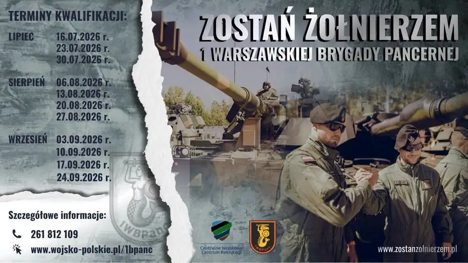 Rekrutacja do 1 Warszawskiej Brygady Pancernej – terminy na wrzesień 2026
