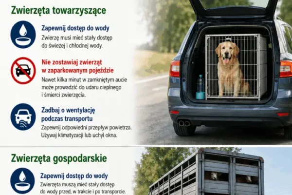 Uwaga na upały: weterynarze apelują o ostrożność podczas transportu zwierząt